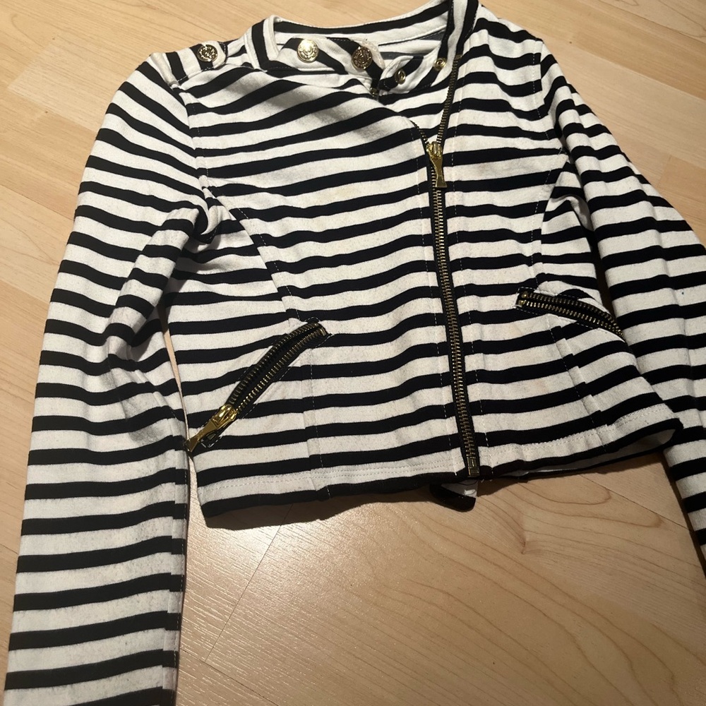 Kate Spade Black and White Striped Blazer